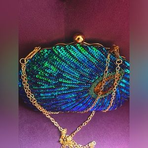 Evening Peacock Clutch. Never used.